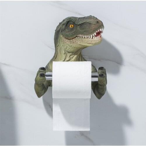 Resin Dinosaur Tissue Holder Box Toilet Waterproof Towel Holder Toilet Modern Paper Towel Holder Punch-free Bathroom Accessory