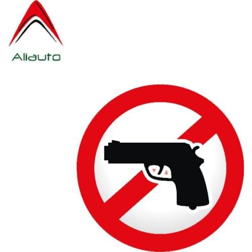 Aliauto Warning Car Sticker No Weapon Gun Decal Accessories PVC for Renault Megane 2 Suzuki Swift Tiguan Infiniti Opel,11cm*11cm