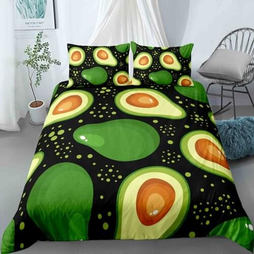 Premium Products Quilt Covers Avocado Printing Pattern Bedding Sets Soft Duvet Cover Set Pillowcases Multi Size 2/3 Pcs