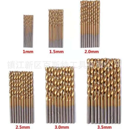 Durable 60pcs/set Mini Twist Drill Bit HSS Plating Titanium Saw Set Metric System Woodworking Metal Drilling Power Tools