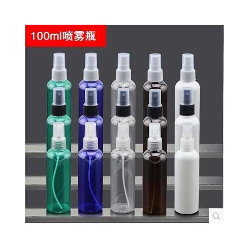 Transparent Portable 100ml Spray Bottle Watering Can Fill Water Bottles PET Plastic Vials Cosmetic Packing Bottles 10pcs/lot