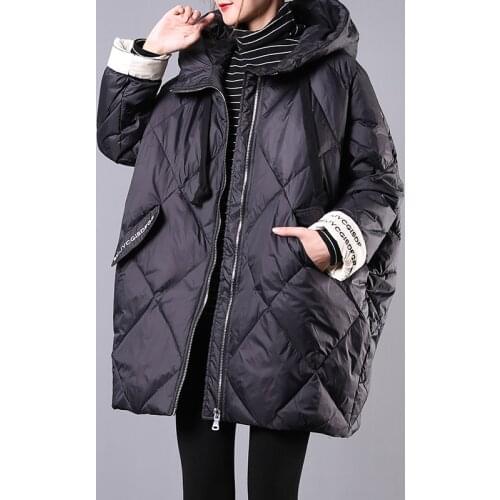 2021 New Korean Version of White Duck Down Lightweight Down Jacket Women Winter Clothes Loose Large Size Long Embroidered Jacket