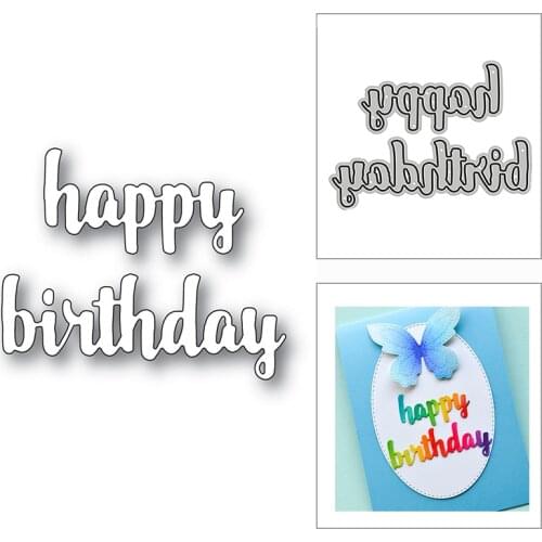 New Happy Birthday Upright Script 2020 Metal Cutting Dies for DIY Scrapbooking Decor and Card Making Embossing Craft No Stamps