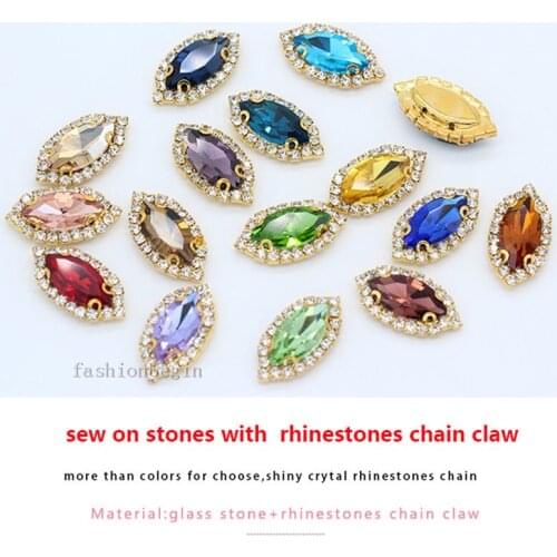 All size navette Flatback Gem sew on crystal glass rhinestones Trims Diamante beads jewels Needlework for Garment Shoes bag DIY