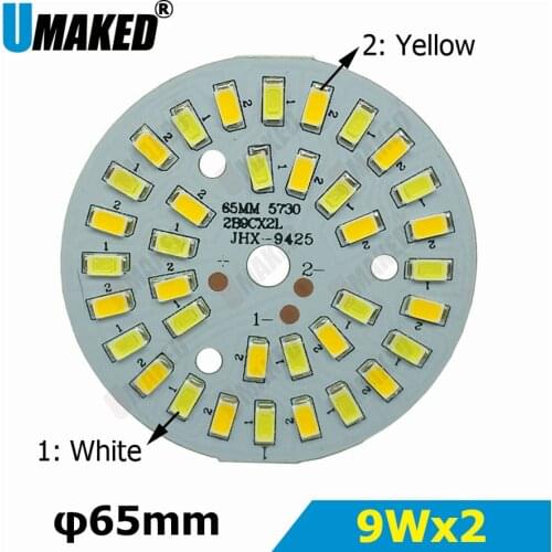 9Wx2 Warm/Cold White two color in one PCB 63mm 5730 SMD Light Board Led Lamp Panel For Ceiling PCB With LED diy for downlight