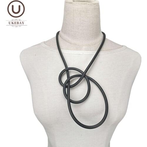 UKEBAY New Rrubber Choker Necklaces Handmade Strange Jewelry Black Rope Chain Punk Style Pendant Necklace Goth Sweater Chains