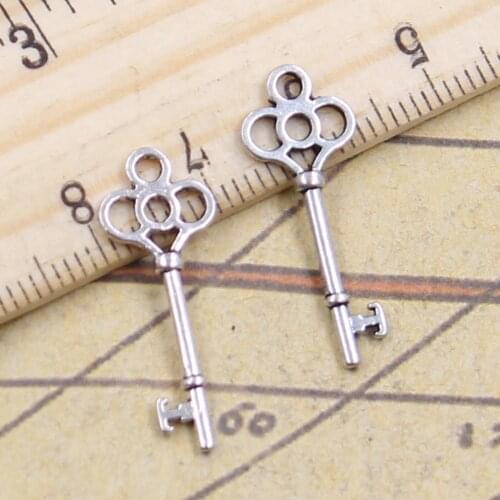 50pcs Charms Vintage Skeleton Key 25x9mm Antique Silver Color Pendants Making DIY Handmade Tibetan Finding Jewelry Bracelet