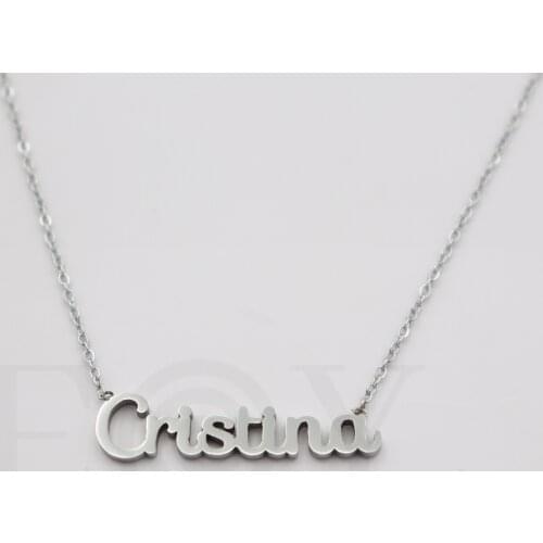 Collar De Acero Inox Con Nombre De Cristina Color Plata Alta Calidad Envió Desde España