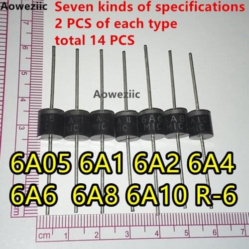 6A05 6A1 6A2 6A4 6A6 6A8 6A10 R-6 Rectifier Diode 6A 50V 100V 200V 400V 600V 800V 1000V 10A10 10A 1000V