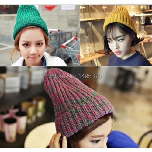 120pcs/lot Winter Cap Women Warm Woolen Knitted Hat For Gilrs Elastic Beanie Cap Woman