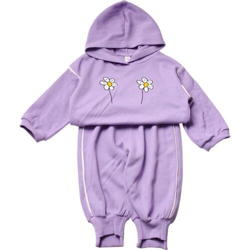 DFXD Children Clothing Sets 2020 Autumn New Toddler Girls Flower Hooded Outfit Pants Suits 2PC Leisure Kids Tracksuit For 2-7Yrs