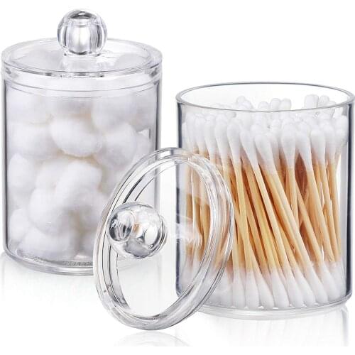 2 in 1 Cotton Pads Cotton Swab Clear Acrylic Storage Holder Box Transparent Cosmetic Makeup Organizer Case High Quality Hot