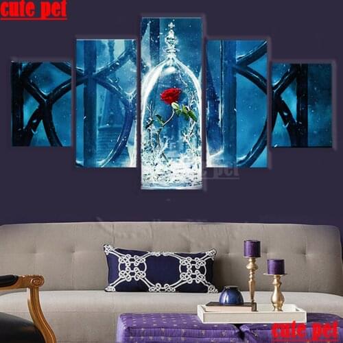 5PCS Roses in the bottle5D Diamond Painting Full Square Rhinestones Pictures Diamond Embroidery Diamond Mosaic puzzle Home Decor