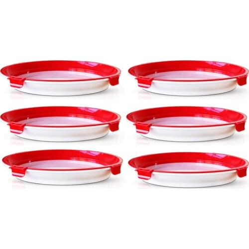 6PCS Fresh Food Storage Preservation Trays Decorative Round Fresh Spacer Kitchen Organizer Preservate Refrigerator Serving Tray