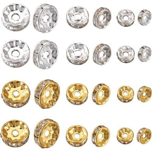 600pcs Rhinestone Spacer Beads Grade B Rondelle Crystal Bead Golden Silver Color Loose Spacers for Jewelry Craft Making 6/8/10mm