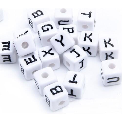 Big Size 12MM Acrylic Plastic Letter Beads 3D Cube Square Alphabet Jewelry Initial Beads Fit Bracelet Necklace Keyring Decor