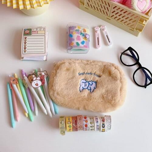 Cute Plush Cloud Pencil Case Girl Cartoon Cosmetic Bag Student Storage Bag Coin Purse Pencil Case Office Pencil Case
