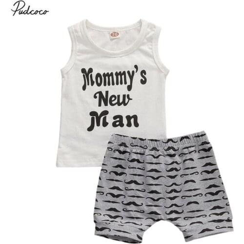 Baby Mustache Printed Vest + Shorts Set Kids Summer Fashion Outfits Two-piece Set