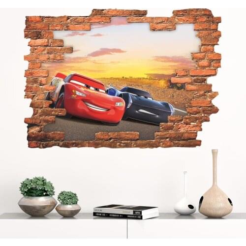 Disney cartoon movie 3D Cars Lightning McQueen DIY wall sticker for kids room mural art Home decoration PA14261-N