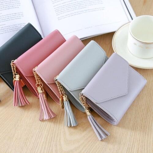 Womens Purses Wallets Short Tassel Card Wallet Card Bag Multi-function Card Holder Coin Pocket Women Bag Small Portable Wallet