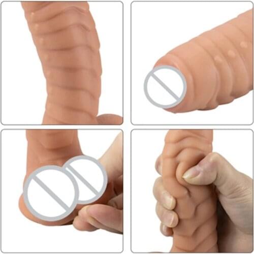 NEW Liquid silicone Simulated phallus female hetero sexual scale caterpillar dildo suction husband and wife masturbation device