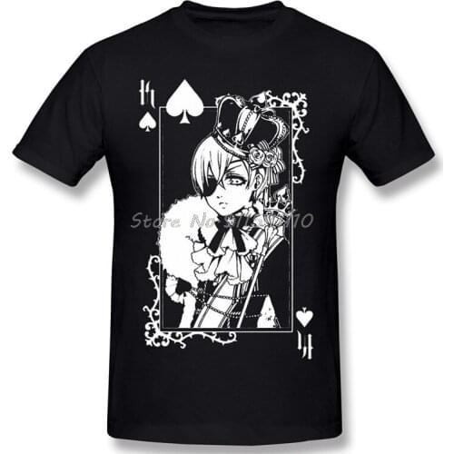 King Sky Homme Tops T-Shirt Black Butler Ciel Phantomhive Anime Series Tees Pure Cotton Oversized Short Sleeve
