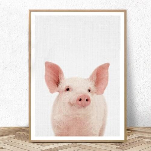 Farm Animal Print Farmhouse Pig Wall Art Canvas Nursery Decor Baby Piglet Painting Pictures Babies Kids Bedroom Decoration