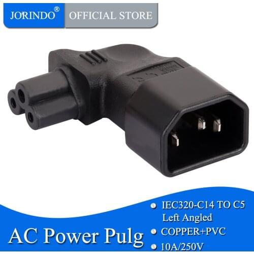 JORINDO IEC320 C14 TO C5 left turn 10A 110-250V IEC320 C14 male to C5 female IEC-320 PDU UPS power adaptor plug convert socket