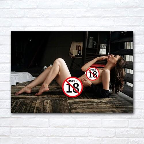 Smoking Gir Canvas Cloth Fabric Painting Wall Art Pictures Modern Posters And Prints Living Room Corridor Home Decor