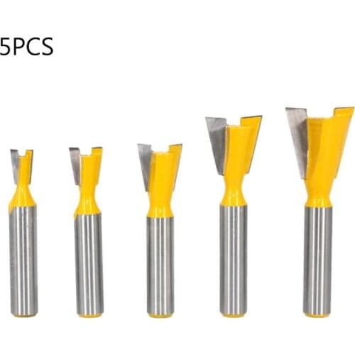 5pcs 8mm Shank Dovetail Joint Router Bits 1/4” 3/8” 1/2” 3/4” 5/8" Woodworking Engraving Bit Milling Cutter for wood