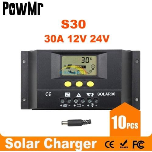 10PCS 30A Solar Controller PV panel Battery Charge Controller 12V 24V Solar system Home indoor use SOLAR30 SOLAR 30