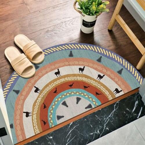 Fyjafon Floor Mat Printed Non Slip Door Mat Soft Bathroom Living room Mat Absorbent Mat Half Round 40*80/45*90/60*120