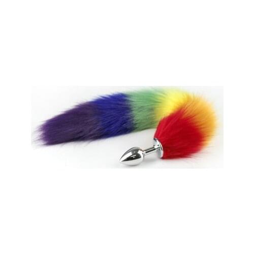Rainbow wild Fox Tail Metal Furry Anal Plug Sex Toys Butt Plug BDSM Flirt Anus Plug For Women cat Tail gspot Stimulate
