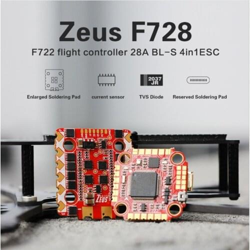 HGLRC ZeusF728 STACK F722 Mini Flight Controller 28A BLHELIS 4in1 ESC 3-6S 20X20mm for RC FPV Racing Freestyle Micro Drones