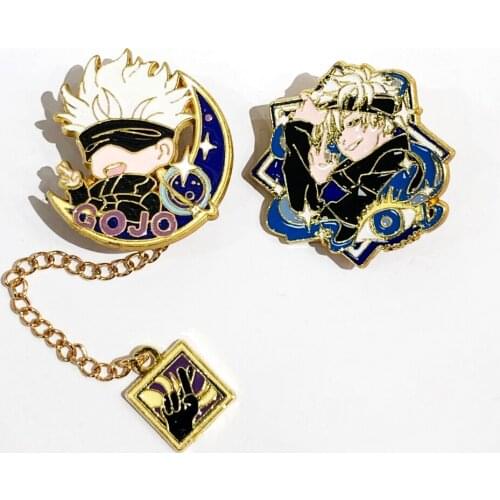 Fashion brooch Anime Jujutsu Kaisen Gojo Satoru Icons Pins Badge on a Backpack Decoration Brooches For Clothes Bags