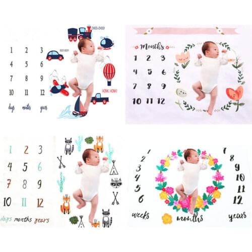 Cartoon Pattern Infant Baby Milestone Photo Props Background Blankets Backdrop Cloth Calendar Bebe Boy Girl Photo Accessories