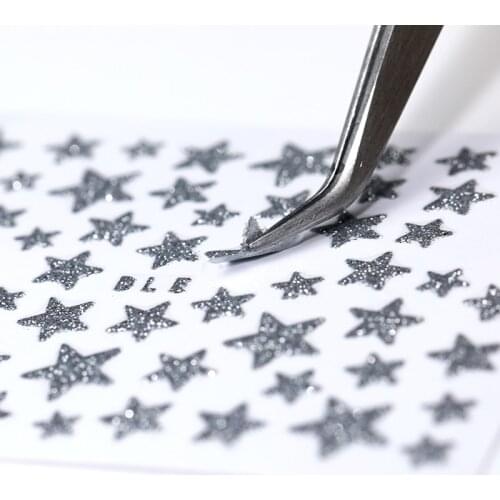 1 Sheet 3D Nail Stars Love Stickers Glitter Shiny Decoration Decal DIY Transfer Adhesive Colorful Nail Tips Tattoo Manicuring