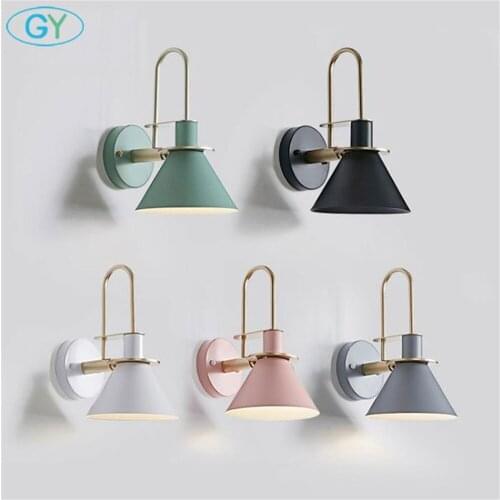 Nordic wall lamp Bedside lamp Bedroom Modern living room Walkway Staircase black white green grey pink belt wall lamp LED lamp