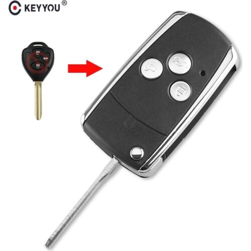KEYYOU 2 Button Folding Flip Remote Key Case shell Fob replacement For Toyota Camry Avalon Corolla Matrix RAV4 Venza Yaris