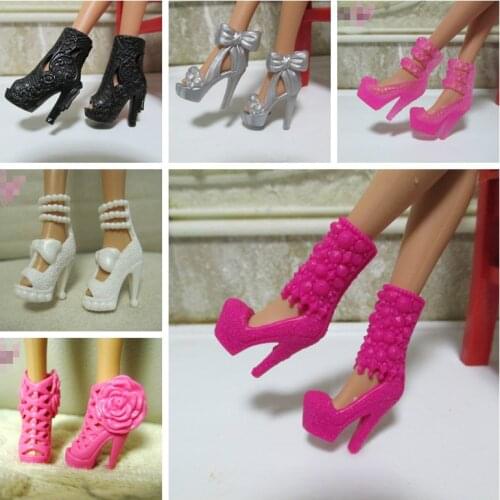 Assorted Fashion Colorful Mixed Style Sandals High Heels Shoes For Barbie Doll Accessories Clothes Dress Kid Toy