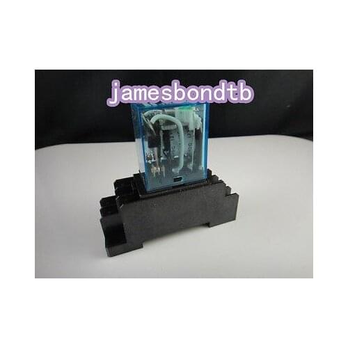110V AC Coil Power Relay DPDT LY2NJ HH62P-L JQX-13F 10A With PTF08A Socket Base