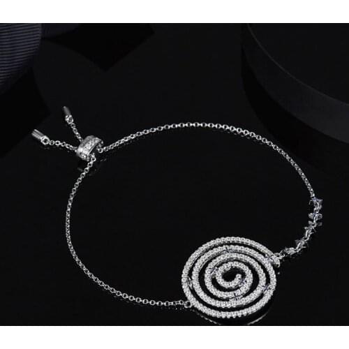SLJELY Brand Design 925 Sterling Silver Mysterious Koru Spiral Mandala Bracelet Micro CZ Zircon Stones Women Luxury Jewelry