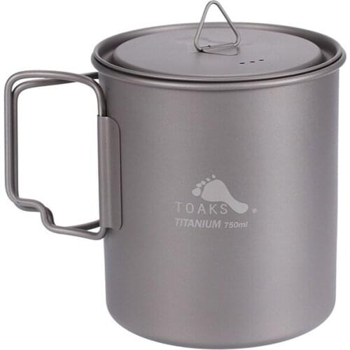 TOAKS Titanium Pot For Outdoor Camping Ultralight Portable Titanium Bowl Cup Pot With Lid Handle