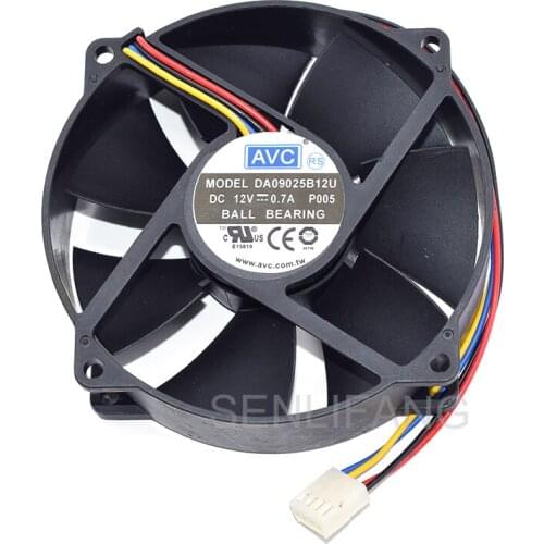 For AVC DA09025B12U PWM Temperature Control Fan Cooling Four Lines DC12V 0.7A 9CM