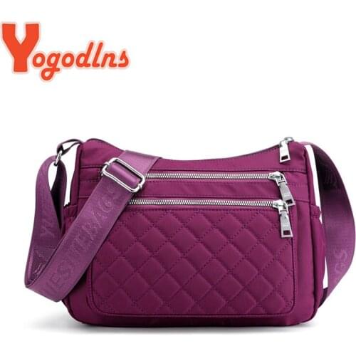 Yogodlns Vintage Nylon Shoulder Bag For Women Waterproof Oxford Crossbody Bag Large Capacity Messenger Bag Multifunction Handbag