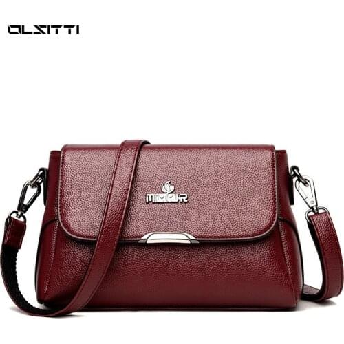 OLSITTI Fashion Casual Large Capacity PU Leather Handbags Crossbody Shoulder Bag Youth Ladies Simple All-match Shoulder Bag