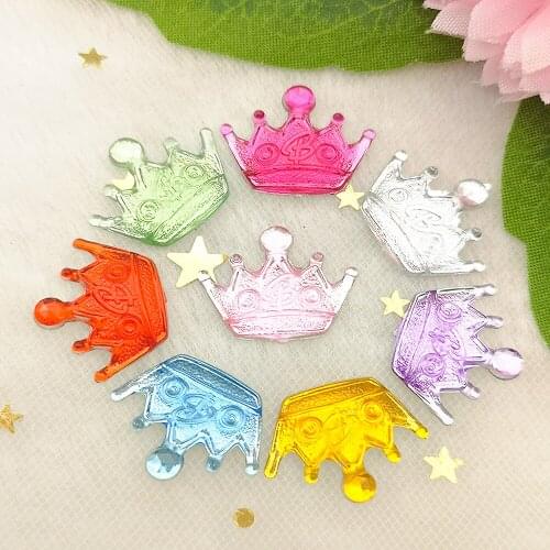 100Pcs Crown DIY Acrylic Rhinestone Flat Back Scrapbook Crafting Party Favors Embellishment 15mm X 20 mm