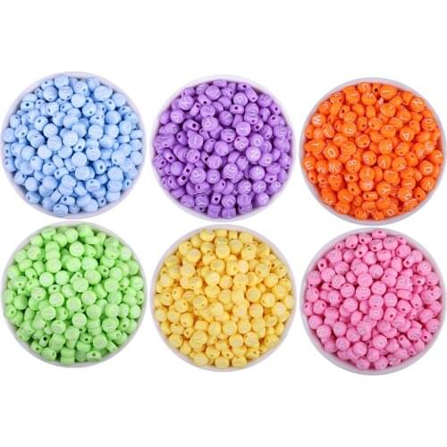 New Arrival 100pcs Color Round Flat Alphabet /Letter Acrylic Spacer Beads Size 4*7mm for Fashion Jewelry Pacifier Handmade Craft