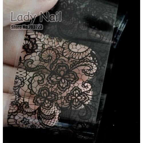 100cm x 4cm Black Lace Flowers Nail Art Transfer Foils Nail Sticker Decal Tip Decoration Glue Polish DIY Manicure Tools