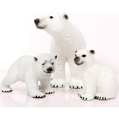 3pcs Simulation Polar Animal Toy Figurines Set, Polar Bear Family Animals Model Figures educational toys for Kids